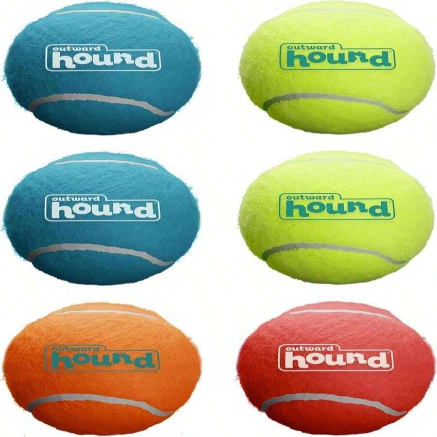 Outward Hound Squeaker Ballz, Interactive Dog Toy, Squeaky Tennis Ball, Durable Dog Toy For Fetch, Multi-Pack Of 6, Medium - MàuG - Xem 1
