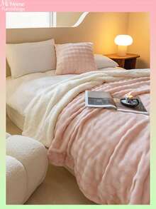1 pieza Manta reversible suave y esponjosa de felpa de burbujas y sherpa, disponible en varios colores, decoración del hogar minimalista y de moda, adecuada para dormitorio, dormitorio de niños/niñas, siesta en el sofá, siesta en la oficina, regalo perfecto para el Día de San Valentín, lavable a máquina