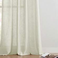Sheer Curtains 84 Inches Long, White Curtains Living Room 2 Panels Set, Linen Curtains Window Privacy With Filtering (W52 X L84 Inch, Linen), Home Decor - 麥片 - 查看 3