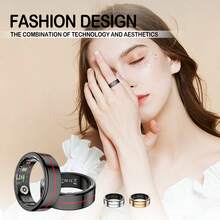 Intelligenter Ring - Fitness- & Schlaftracker, Schritt-, Distanz- & Kalorienüberwachung, magnetisches Laden - modisches Edelstahldesign, perfektes Geschenk zum Geburtstag, Neujahr, Weihnachten für Freunde, ideal für Partys, Feiertage & besondere Anlässe, IP68 wasserdicht, kompatibel mit iOS & Android, keine Abonnementgebühr, Roségold/Weiß/Schwarz, Größe 7/8/9/10/11/12 (15mAh wiederaufladbarer Akku) - YJH-R04 - Übersicht 12