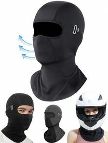 1 Mặt nạ trùm đầu có lỗ đeo kính, Mặt nạ trùm đầu Unisex dùng cho xe máy, làm việc, trượt tuyết, mùa thu/đông/hè, Mặt nạ thoáng khí dùng cho xe máy, xe đạp, nam và nữ - màu đen - Xem 2