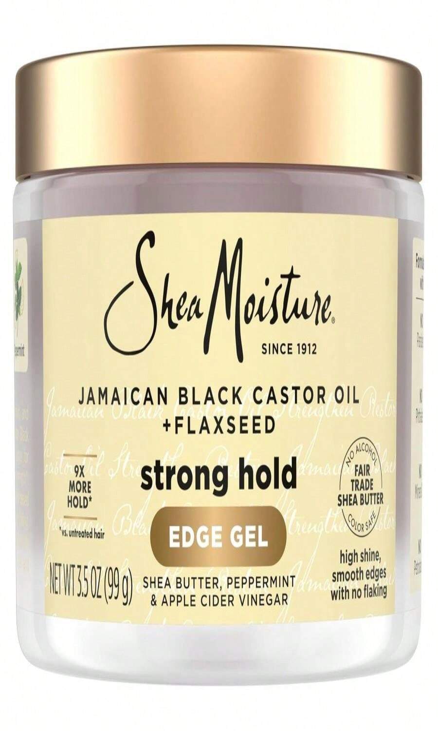 SheaMoisture Edge Control Strong Hold Gel+Flaxseed Jamaican Black Castor Oil Keeps Edges In Place,No Flakes,Infused With Hydrolyzed Corn Starch,Glycerin,Indulgent Scent ParabenFree AntiFrizz Gel 35oz - ColorA - 查看 1