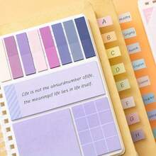 Multi-Functional Notebook Combination Set, Four-In-One Notebook With Sticky Notes, Index Stickers And Horizontal Lines, Loose-Leaf Book Waterproof Cover, Back To School And Office - Màu xanh lam - Xem 9