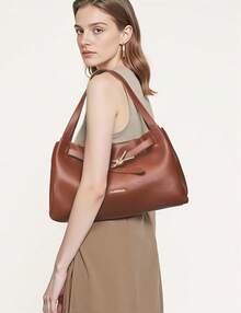 Suitable For Women's Hobo Bag Soft Shoulder Bag Casual Handbag With Belt Detail Design - 棕色 - 查看 2