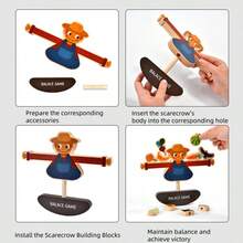 Blocs de construction en bois pour enfants avec épouvantail à corde d'équilibre. Jeu d'empilement de légumes amusant pour l'éducation précoce. Jouet de puzzle avec corde à porter. Jeu d'équilibre d'épouvantail en bois pour le développement de l'intelligence et l'interaction parent-enfant