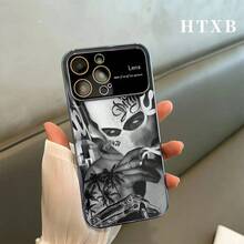 Funda para teléfono móvil con diseño de cocotero y hombre, electrochapada | Caja protectora AG Frosted Large View Window 2 en 1 para phone 17, 17 Pro, 17 Pro, 16 Pro, 16 Pro, 16 Plus, 16, 15 Pro, 15 Pro, 15 Plus, 15, 14 Pro, 14 Pro, 14 Plus, 14, 13 Pro, 13 Pro, 13, 12 Pro, 12 Pro y 12 Series - Plateado - Ver 6