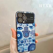 Teléfono electrochapado con diseño de ojos y carcasas azules | Funda AG Frosted Large View Window 2 en 1 para varios modelos, incluyendo las series 17, 16, 15, 14 y 13. - Negro - Ver 6