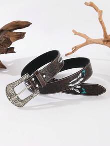 Western Cowboy Vintage Style Belt, Suitable For Dresses - Brown - View 2