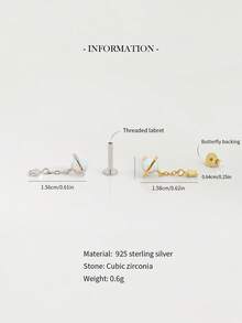Khuyên tai hình sao Thổ bằng bạc Sterling 925 đính đá Opal trắng, khuyên môi mạ vàng 18K có ren bên trong, thích hợp cho phụ nữ và bé gái đeo hàng ngày, bán lẻ từng chiếc, không bán theo cặp. - Nhiều màu - Xem 3