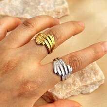 New 18K Stainless Steel Fashion Ring, The Opening Design Can Be Adjusted In Size - 4-prata - View 5