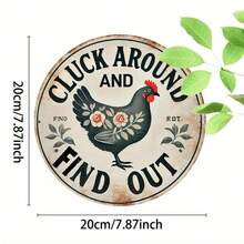 "Chicken-Themed Vintage Welcome Sign – Aluminum Round | Fits Home, Cafe, Outdoor | Decor & Gift" - Nhiều màu - Xem 8