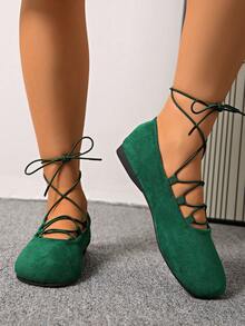 Women's Round Toe Flat Soft Bottom Casual Shoes, Versatile Solid Color Elegant, Fashionable Vacation, Neutral Sports, Preppy School, Party, Commute Basic, Beach, Bohemian Casual, Cute Fairy, Punk Retro, Wedding, Business Party, Outdoor, Sexy Chinese Style, Lolita, New Chinese Style, Y2K Goth, Western, Streetwear, Cute Western Wedding, Chinese Wedding, Nightclub, Workwear Criss-Cross Drawstring Sandals, Beach, Holiday, Wedding, Party, Office, Home, Gym, Outdoor, Spring, Summer, Autumn, Winter