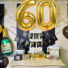40-Inch Large Number Balloons 10 20 30 40 50 60 70 80 90-Year-Old Adult Birthday Anniversary Decoration Supplies Gold Aluminum Foil Balloons Individually Wrapped For Party Decorations, Birthday Balloons