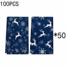 1 件/2 件/100 件圣诞麋鹿印花图案厨房毛巾和洗碗布，适用于餐厅、厨房、浴室的室内装饰、派对装饰、节日礼物，也可作为圣诞礼物赠送 - 彩色 - 查看 11