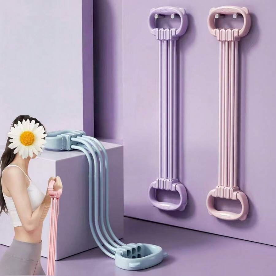 حزام مقاومة قابل للتعديل بشكل 8، فاتح الكتف للنساء ومدرب الظهر، حزام مرن منزلي للياقة البدنية من 6 خيوط