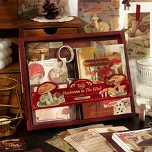 Scrapbooking Supplies Kit, Vintage Mushroom Aesthetic Scrapbook Kit For Bullet Junk Journal, ,A6 Grid Notebook Aesthetic Scrapbook Kit For Junk Journal, Birthday Craft Gift