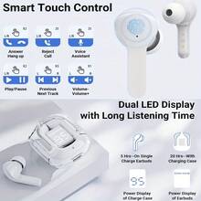 Wireless Earbuds With ENC Noise Cancelling, 3D Stereo Audio & Touch Control, LED Display Charging Case, 36H Playtime, Lightweight In-Ear Design For Sports/Gaming/Running, Compatible With Android/IOS (Type-C, Built-In Mic), Wireless Earbuds Case, Gaming Earphones, Sleek Earphones, Stylish Audio Gear, Durable Earphones, Modern Technology, Sports Earphones, Modern Earphones, Longlasting Battery, Touch Control Headphones, Professionals - màu đen - Xem 5
