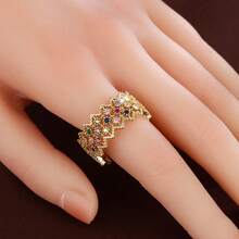 1pc Pointed Lace Hollow Design Cubic Zirconia Inlaid Fashion Ring For Women - Multicolor - View 9