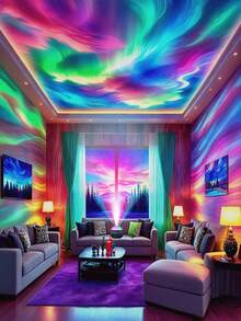 1pc LED Creative Northern Lights Projection Light, Colorful Dynamic Lighting Effects, Milky Way Starry Atmosphere Light, USB Powered, Couples Holiday Gift, Family Gathering, Event Decorative Light, Suitable For Bedroom, Living Room, Game Room, Party, Birthday