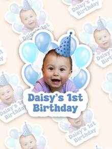 10/20/30PCS Personalized Photo Birthday Stickers, Personalized Text Label Stickers, Customizable Thank-You Stickers, Children'S Stickers, Stickers With Birthday Hats, Customized Baby Party Stickers, Multi-Purpose, Birthday Gifts, Cup Stickers, Dessert Bags, Gift Boxes/Bags, Anniversaries, Birthday Party Pairs, Students, Daughters, Sons, Family Essentials.Christmas - Multicolor - View 11