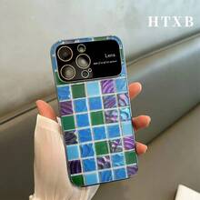 Teléfono Patrón de cuadrícula colorido Galvanizado | AG Esmerilado Ventana de visión grande 2 en 1 17 17 17 Pro 17 Pro 16 Pro 16 Pro 16 Plus 16 15 Pro 15 Pro 15 Plus 15 14 Pro 14 Pro 14 Plus 14 13 Pro 13 Pro 13 12 Pro 12 Pro 12 Series - Plateado - Ver 1