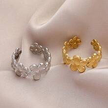 New 18K Stainless Steel Fashion Ring, The Opening Design Can Be Adjusted In Size - 17-prata - View 3