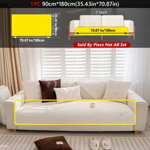 1PC Flannel Pinstripe Labeled Sofa Cushion - Non-Slip Pet-Friendly Seat Pad For 1/2/3/4-Seater Modular Sectionals, Minimalist Premium Cover With Multi-Size & Color Options