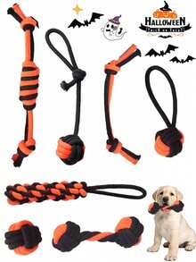 3/4/7 Piece Halloween, Halloween Toys, Dog Rope Chew Toy Set, Rope Chew Toys, Puppy Interactive, Puppy Teething, Cleaning, Puppy Training Teeth, Machine Washable, Ultra Durable, Great For Agility Training, Pulling - Multicolor - View 9