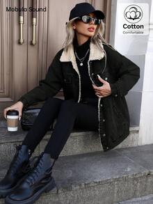 Mobula Sound# Middle East Versatile Casual Sports Fashion Women's Spring Autumn Winter Fleece Windproof Jacket, Blue Y2K Student College Young Style Denim Jacket