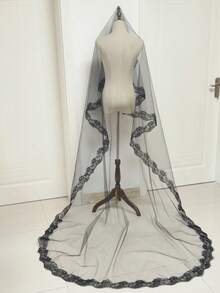 Elegant Double Layer Bridal Veil With Sequin Trim And Comb - Sophisticated Polyester And Spandex Wedding Accessory, Suitable For Brides, Engagements And Special Occasions, Exquisite Design For Elegant Wedding Look