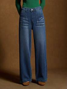 TOP Cross-Border Street Fashion New Products Leisure Vacation Loose Casual Basic Versatile Women's Jeans Trousers