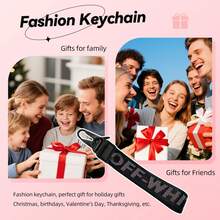 Car Key Chain, Webbing Keychain Wrist Strap, Car Key Accessories, Wallets, Jeans  Letter Pendants - 黑色 - 查看 2