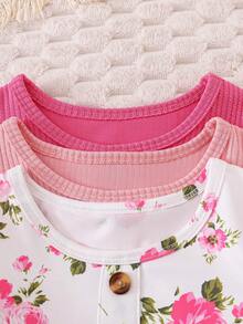 Chatreadl 3 件套女童公主长袖连衣裙，休闲舒适的春秋季户外服装 - 彩色 - 查看 3
