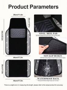 9pcs Glitter Diamond Car Seat Covers, 4pcs Glitter Diamond Car Foot Mats, Glitter Rhinestones Non-Slip PVC Set For SUV/Truck/Car (Complete Front And Rear, Waterproof All-Weather Interior Protection) - A款 - 查看 2