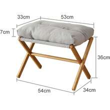 Taburete multifuncional para pies en X, suave y cómodo, elegante taburete pequeño para sala de estar, recámara, oficina (gris) - Café - Ver 2