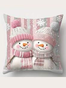 1/2/4 件粉色温暖舒适圣诞枕套，17.7 英寸 X 17.7 英寸，美观实用的拉链装饰套，适用于家庭沙发和卧室 - 彩色 - 查看 22