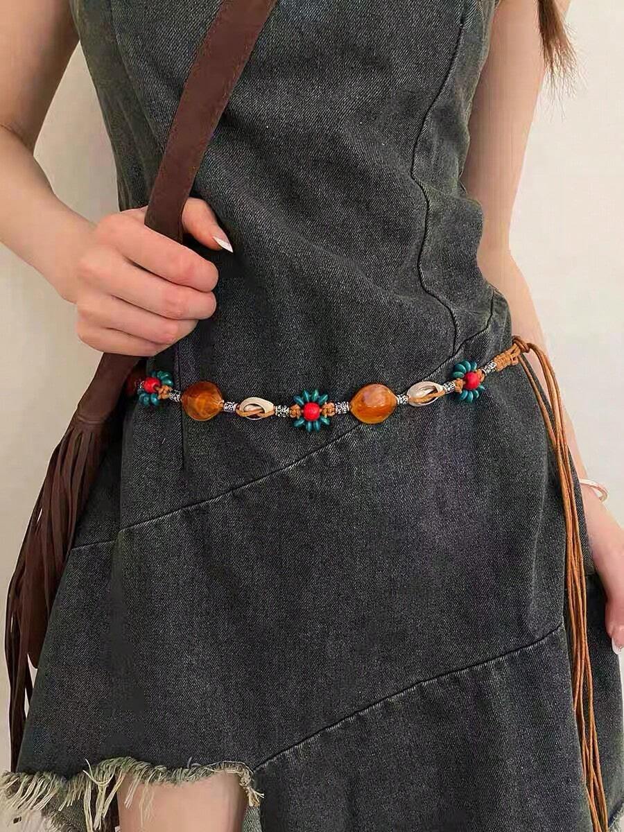 1 chiếc thắt lưng váy đính hạt kiểu Bohemian - Phụ kiện cổ điển đa năng, phù hợp cho các buổi đi chơi thường ngày, đi học, đám cưới và tiệc tùng, trang trí ngày Valentine, quà tặng cho bạn bè nữ.