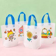 8pcs/Set Japanese Style Minimalist Cartoon DIY Pattern Graffiti Art Tote Bag, DIY Painted Document Bag - Multicolor - View 5