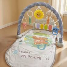 HUANG ER 一套婴儿游戏垫/健身垫，婴儿活动健身中心，促进视觉、听觉、触觉、认知感官发展和运动技能，趣味钢琴游戏垫，适合宝宝趴卧玩耍，配有5个婴儿感官玩具，音乐和灯光效果，男女宝宝皆宜，适合0-3/6/9/12个月的新生儿，新生儿必备礼物 - 彩色 - 查看 5