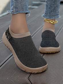 Women's Extra Wide Fit Pink Knit  Sneakers - Roomy Toe Box With Arch Support For Comfort Walking, Year-Round Wide Width Shoes For Women​ - Thẻ đen - Xem 2