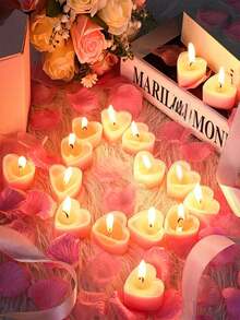 Heart-Shaped Scented Candle, Suitable For Proposal, Mother's Day, Valentine's Day, Birthday, Autumn/Winter, Holidays, Anniversary, Friend Gifts. Natural Stone Wax, Unscented Mini Candle, Romantic Proposal Birthday Home Decor, Applicable For Valentine's Day, Proposal, Romantic Dinner, Wedding. - Multicolor - View 5