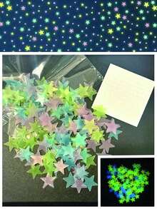 100 Pieces 3cm Glow In The Dark Wall Sticker, 3D Luminous, Single Color & Mixed Color, Fluorescent Decoration, 4cm Moon Luminous Wall Decal, Bright Luminous Plastic Self-Adhesive Sticker, Durable Home Art Decoration, Suitable For Home, Ceiling, Bedroom Wall, Room Decoration, Bathroom Wall Decoration. Wall Stickers Stickers Home Decor