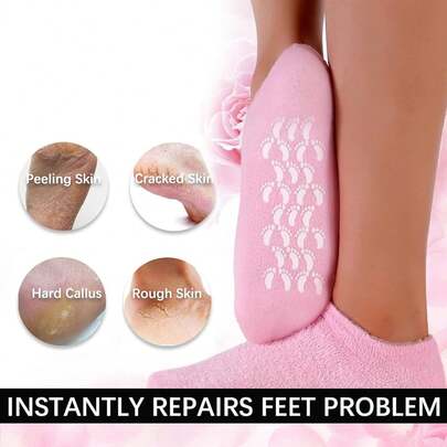Gel Socks With Essential Oils - Moisturizing Foot Mask For Hydration & Softening For Women,Suit For 35-41