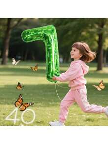 40 Inch Green Number Balloon Pixel Wind Aluminum Film Balloon Festival Party Decoration 0-9 Children's Adult Birthday Helium Balloon
