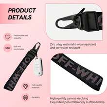 Car Key Chain, Webbing Keychain Wrist Strap, Car Key Accessories, Wallets, Jeans  Letter Pendants - 黑色 - 查看 4