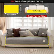 1PC Flannel Pinstripe Labeled Sofa Cushion - Non-Slip Pet-Friendly Seat Pad For 1/2/3/4-Seater Modular Sectionals, Minimalist Premium Cover With Multi-Size & Color Options