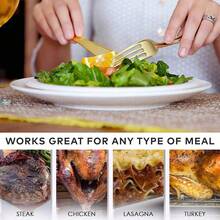 5/25/50/75/150件金色塑料餐具套装，包含勺子、叉子和刀子，适用于派对、户外活动、餐厅、家庭聚会、蛋糕、沙拉、厨房、各种节日和派对。