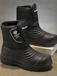 Winter Warm Boots For Men, Outdoor Hiking Boots, Thermal Lined Couple Snow Boots, Men's Shoes, Hook And Loop Convenient Slip-On Comfortable Cold-Proof Boots - Black - View 3