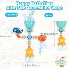 ROYLANZ ROYLANZ Badespielzeug für Kinder in Ozean-Tieren-Form, Wandbadewannenspielzeug-Rutsche für Kleinkind Duschrutsche, Wasserrad, Wasserspielzeug, Geschenke für Jungen und Mädchen