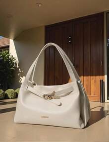 Suitable For Women's Hobo Bag Soft Shoulder Bag Casual Handbag With Belt Detail Design - 米色 - 查看 4